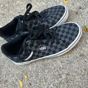 Vans Kids Black and Gray Checkered Sneakers